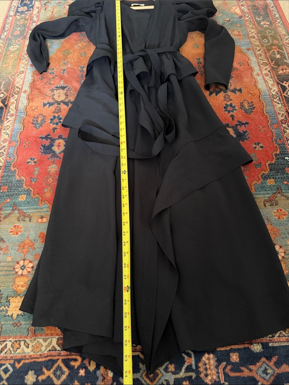 ULLA JOHNSON Virginie Black Belted Maxi Ruffle Dress Puff Sleeve Size 6 $725 - Picture 10 of 12